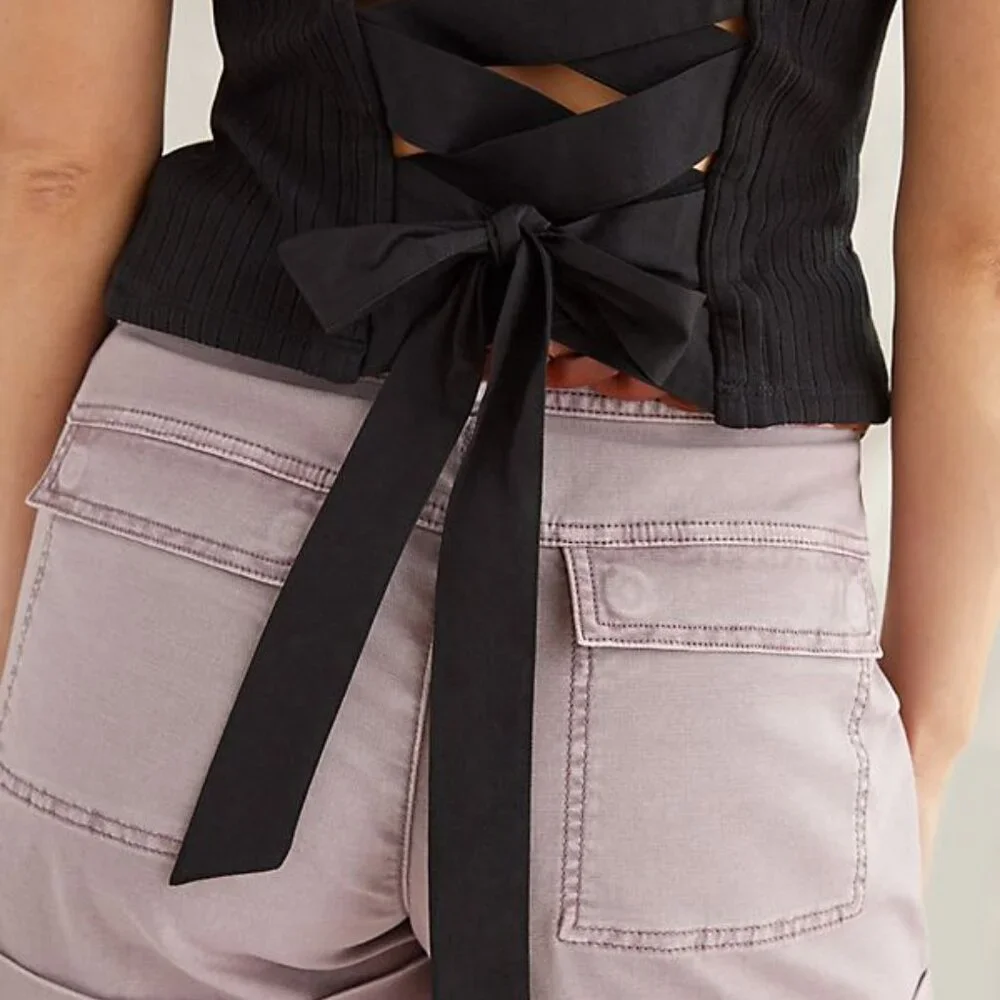 Anthropologie Back Lace-up Tank S Black by Porridge NWT - Picture 3 of 7